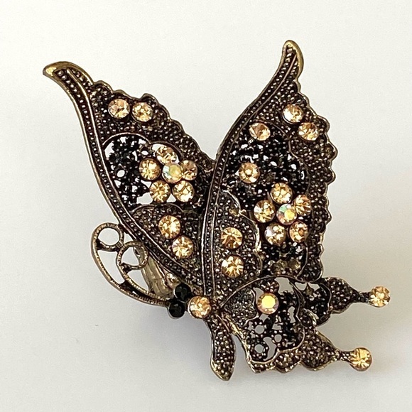 Ring Butterfly Stretch Antique Bronze Tone 7.5 - Picture 12 of 12